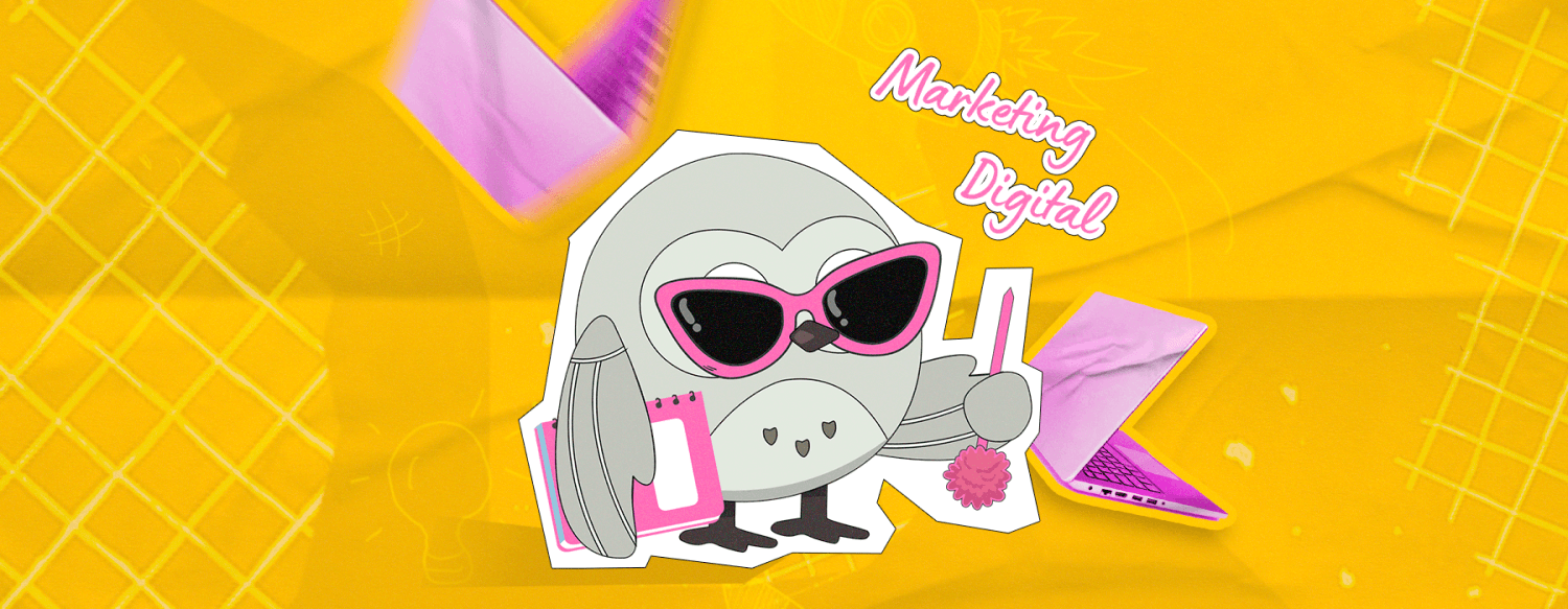 Ilustração Coruja revelando tendências de marketing para 2024