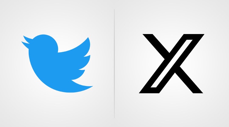 Antigo e atual logo do Twitter/X