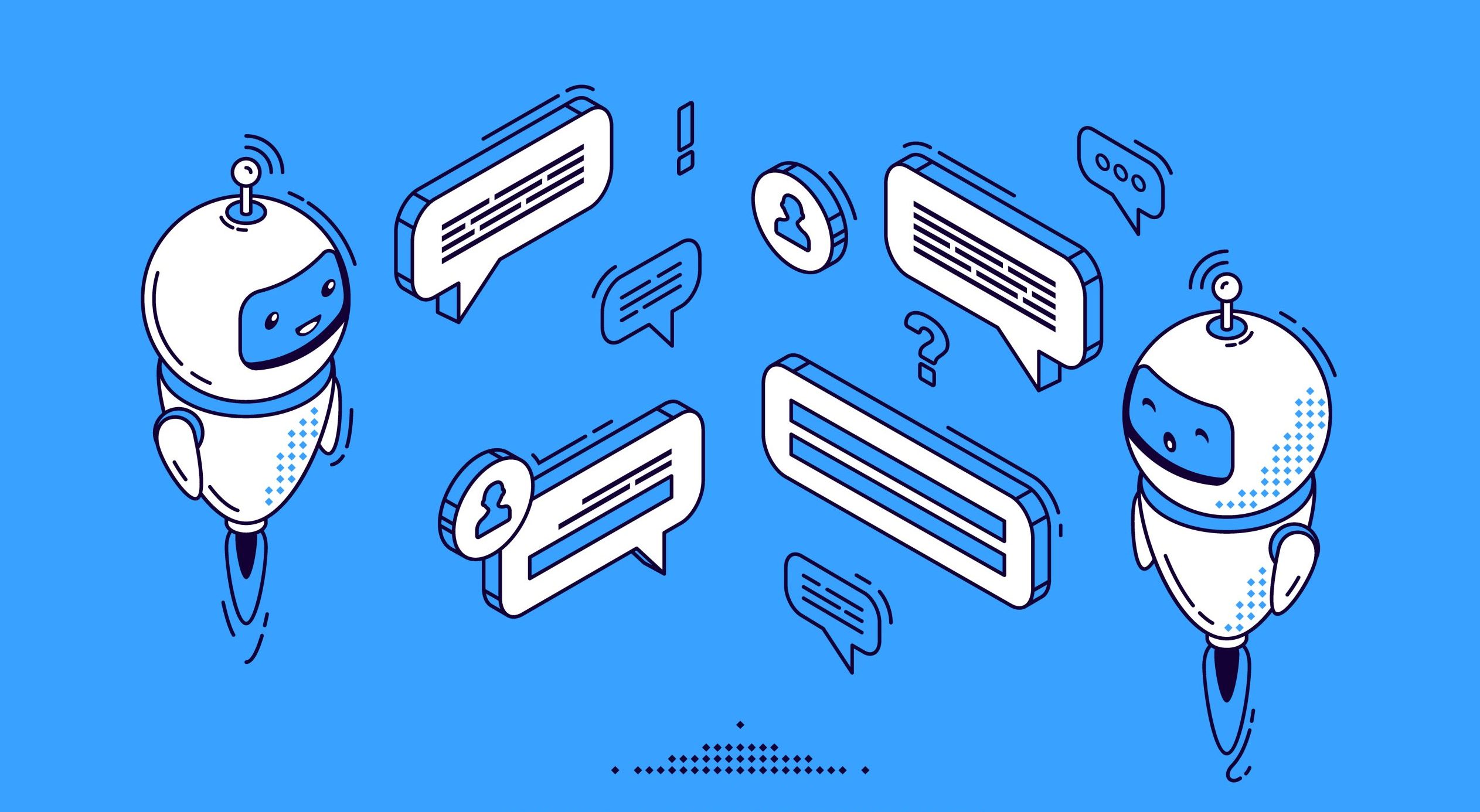 Robôs conversando como representação da integração da IA ao Instagram